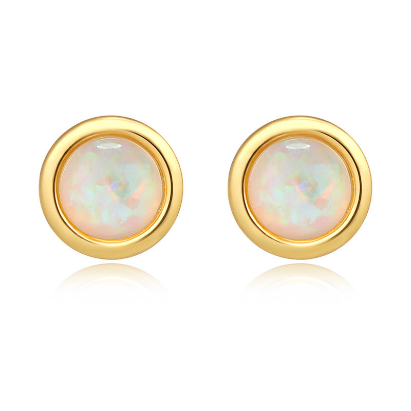 Opal 925 Silver Temperament Retro Light Luxury Women's Earrings