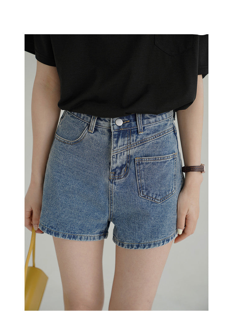 Women's All-match Retro Denim Shorts With Side Small Pockets