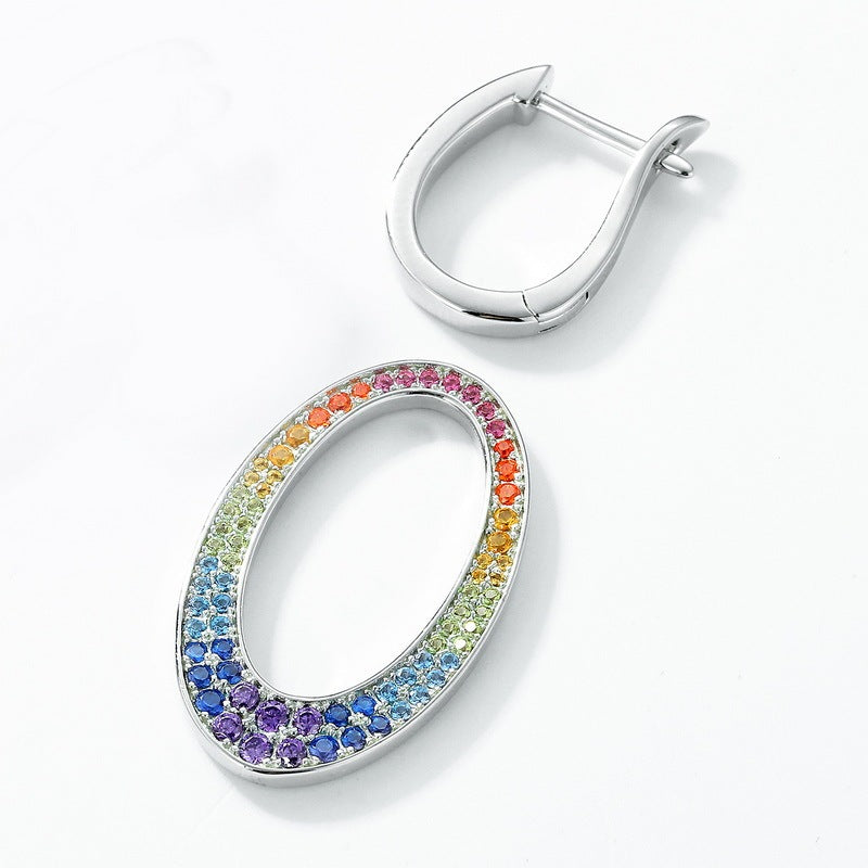 S925 Silver Rainbow Ear Ring Detachable Two-piece Vintage Zircon Earrings For Women