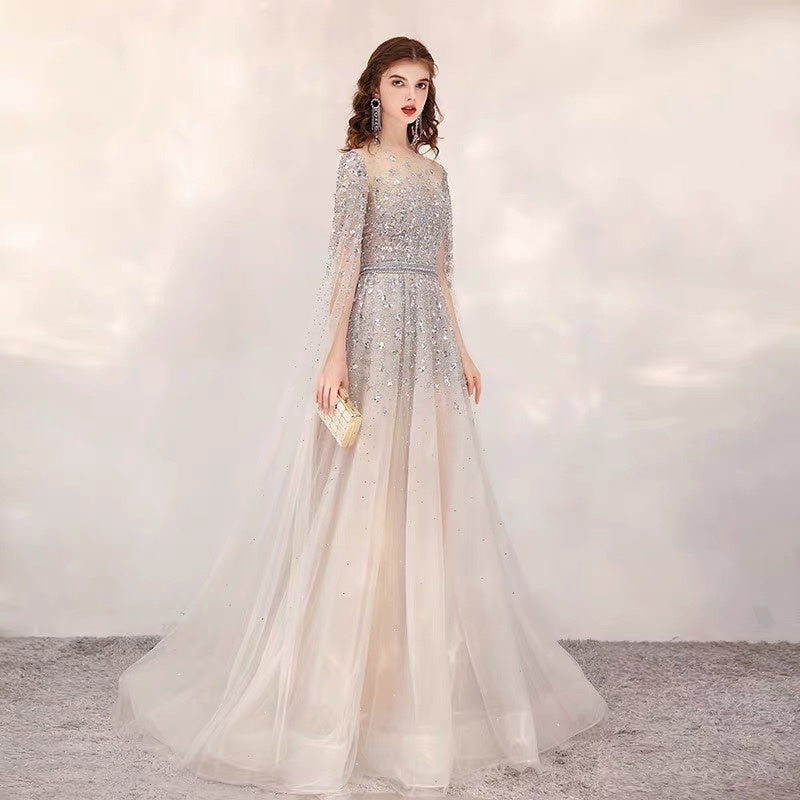 Bride Temperament Thin Long-sleeved Toast Dress