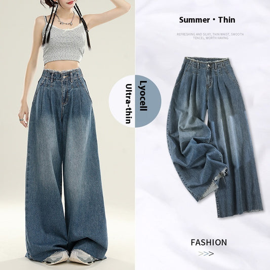 Summer Design Super Wide Slimming Waist Loose Drooping Mop Pants