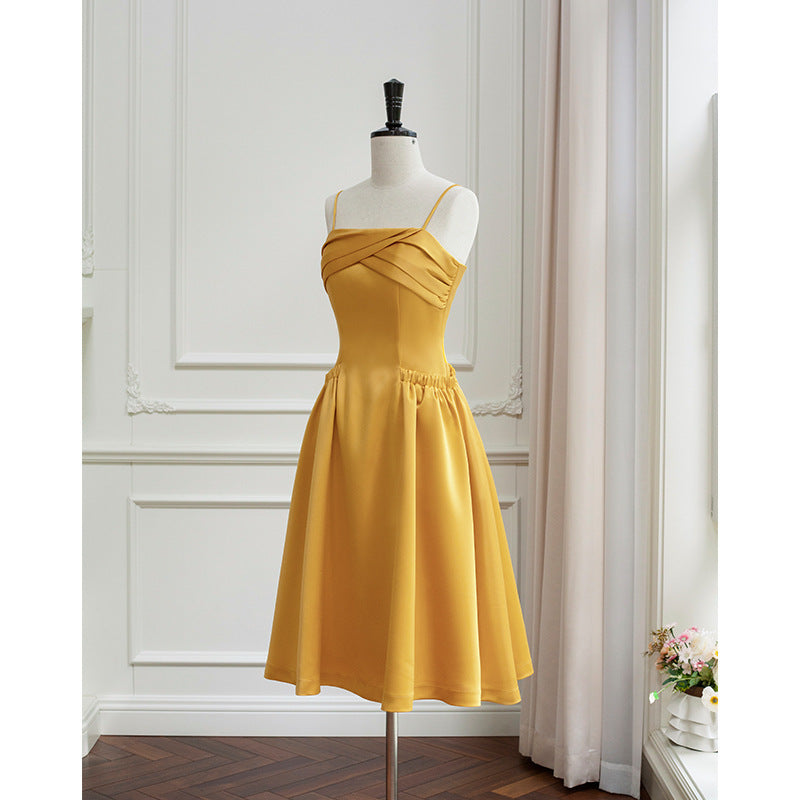 Three-dimensional Drape Design Of Suspender Sweet Long Dress