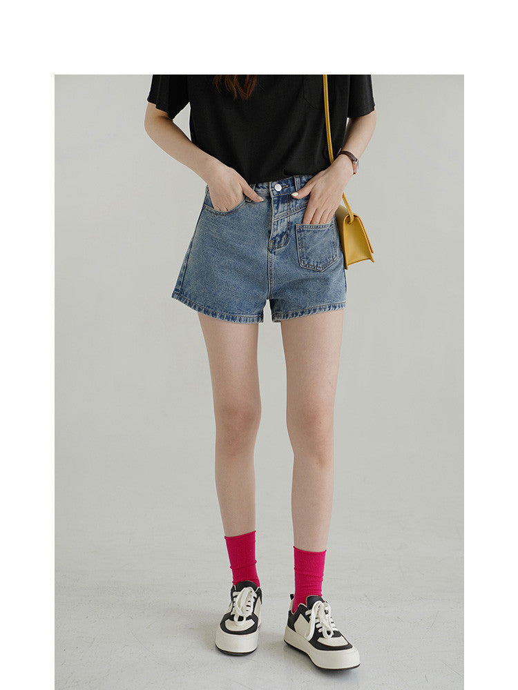 Women's All-match Retro Denim Shorts With Side Small Pockets