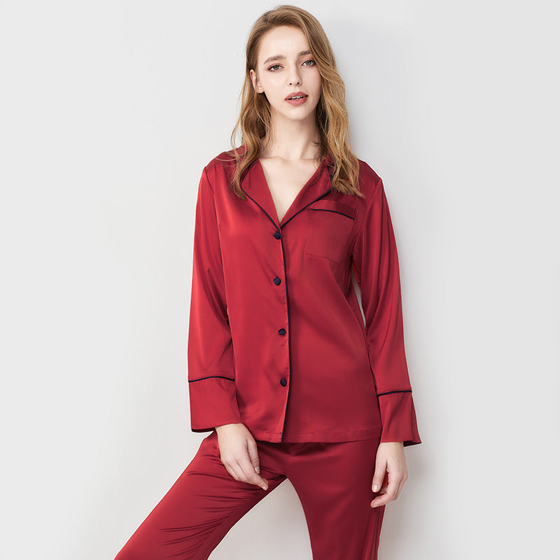 Silk Spring And Autumn Long-sleeved Home Service Suit Pajamas