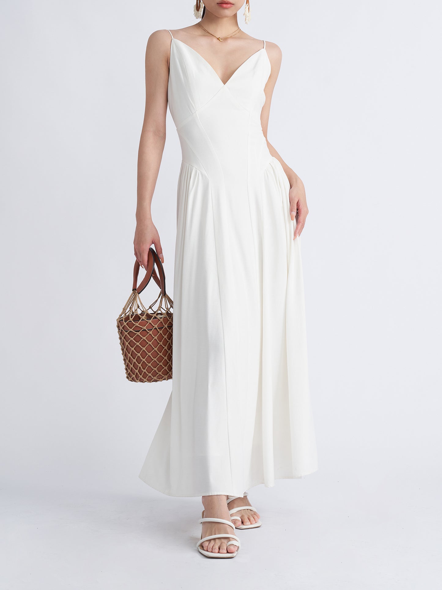 French Strap Dress First Love V-Neck White