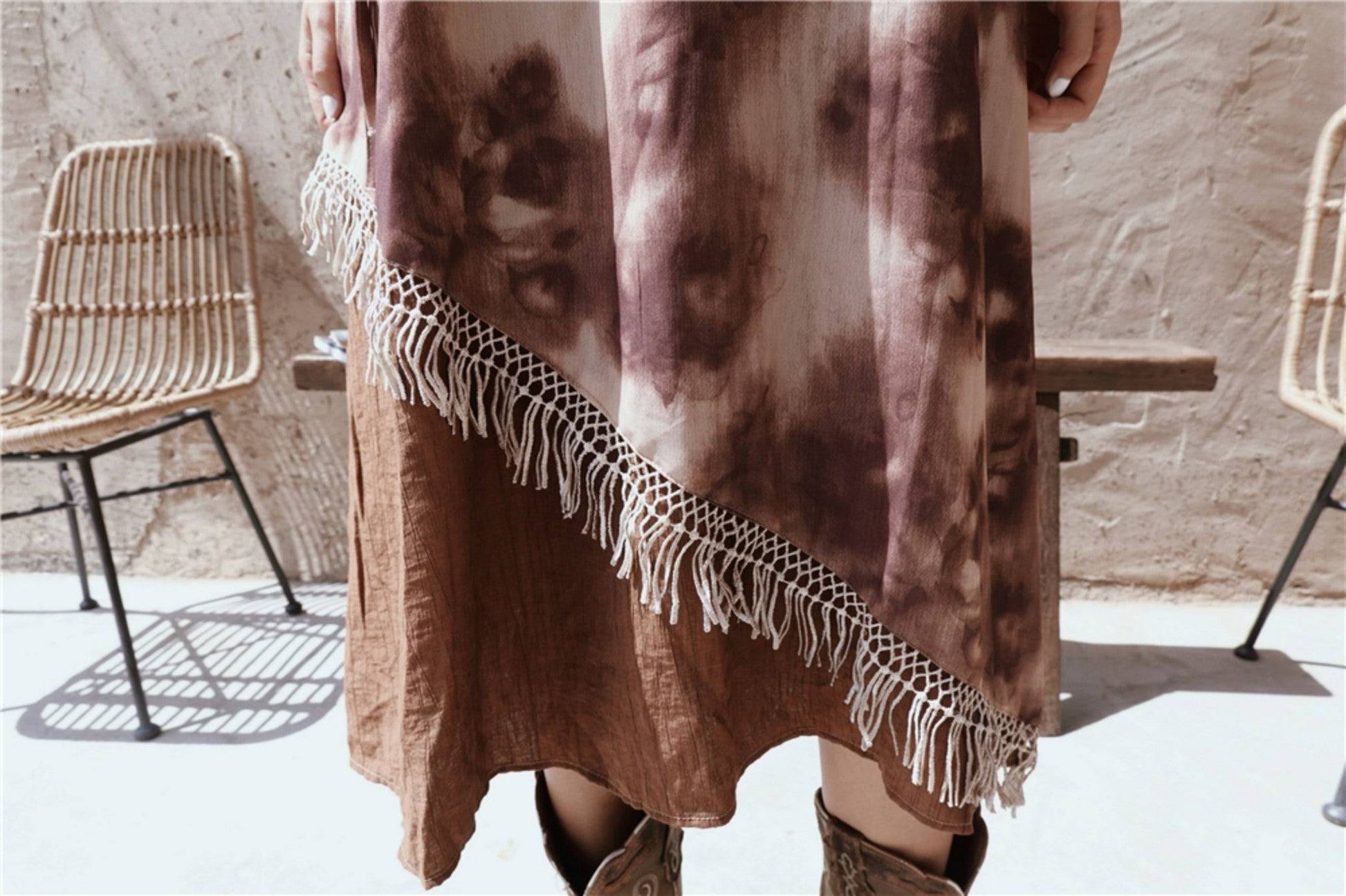 Bohemian fringe camisole dress