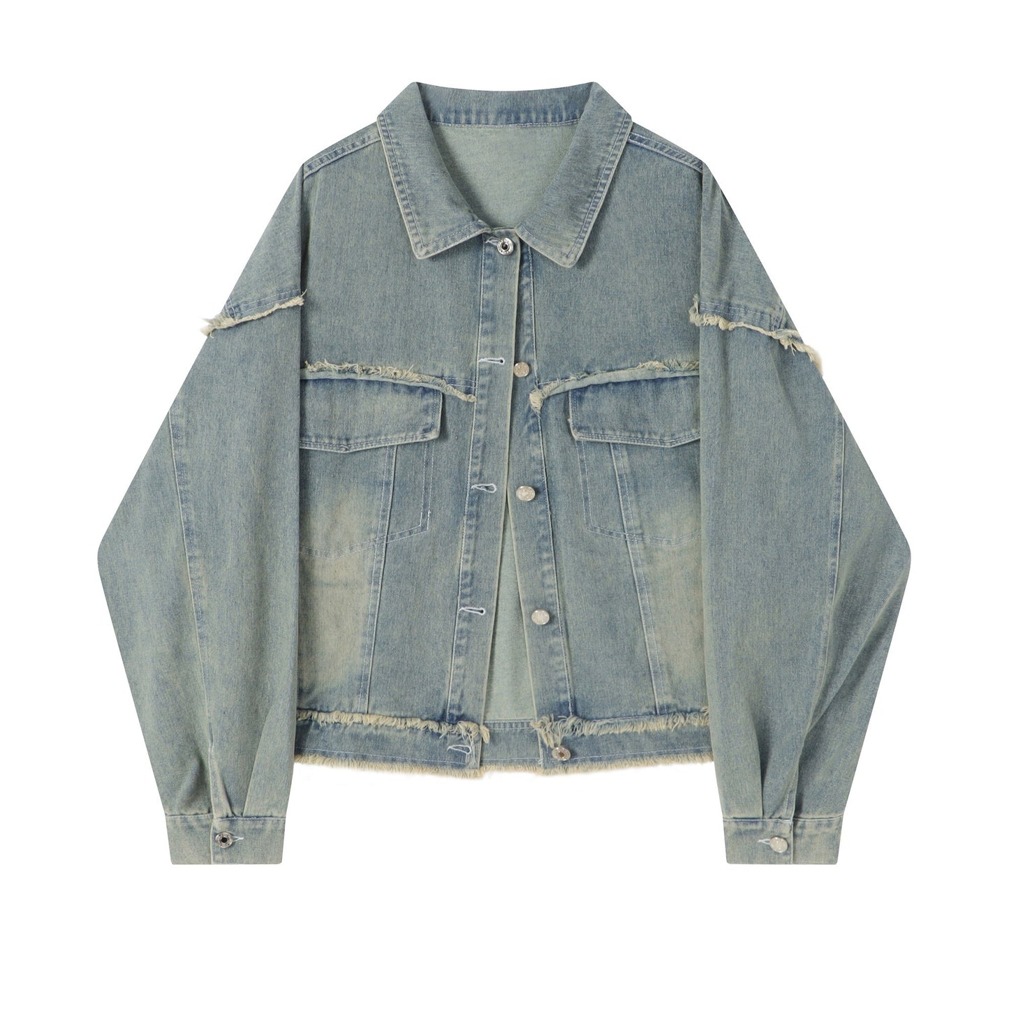 Butterfly patch short denim jacket for women