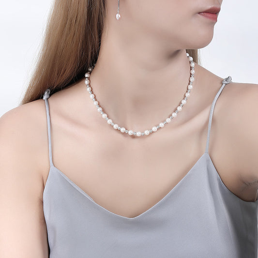 S925 sterling silver Baroque pearl necklace for women