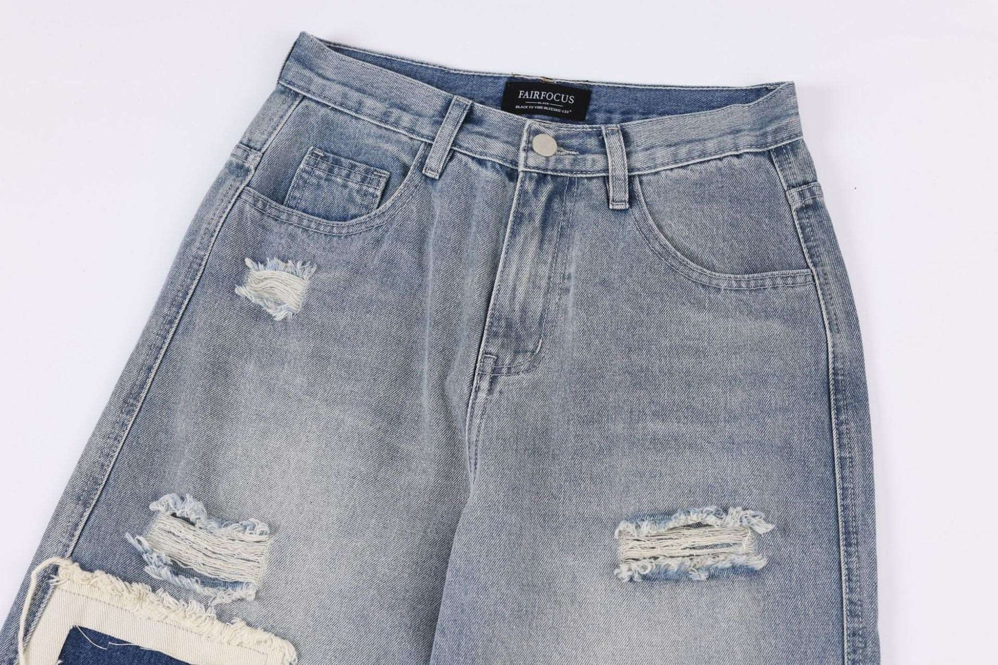 American-style Distressed Heavy Industry Straight Casual Jeans