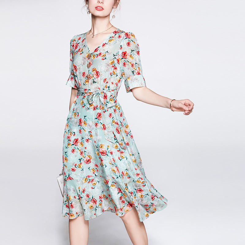 Waist Closed Senior Sense Mulberry Silk Silk Dress