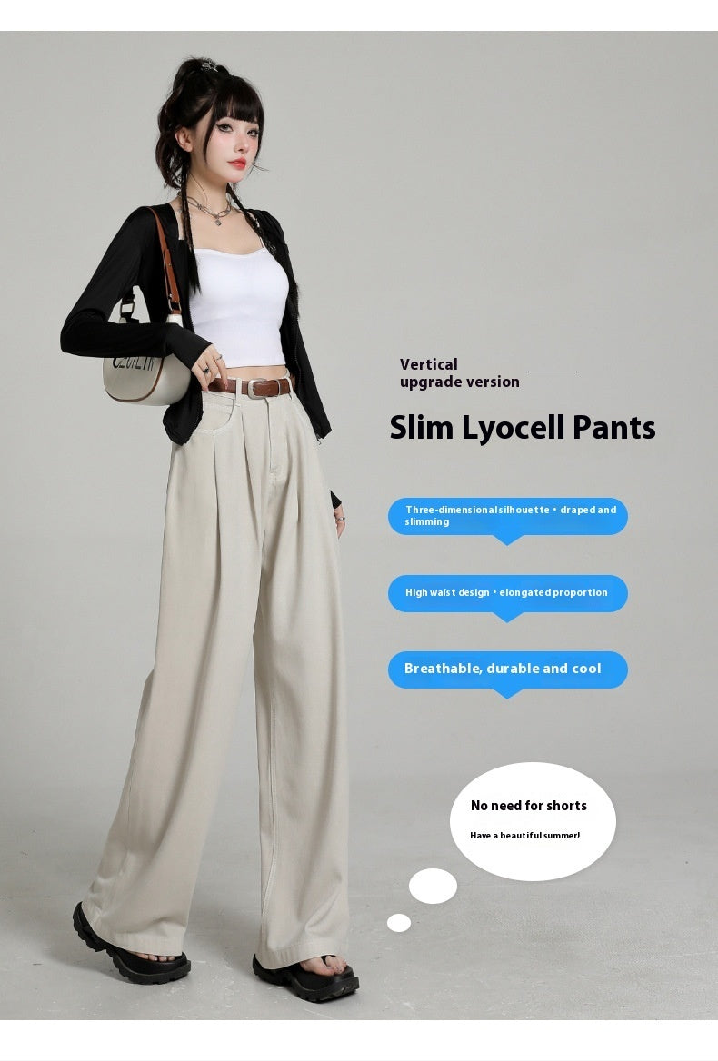 New High Waist Belly Contracting Versatile Breathable Draping Lengthened Wide Leg Pants