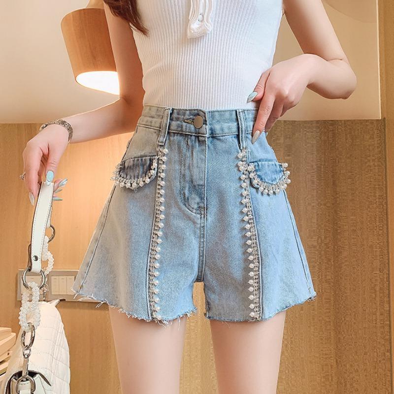 Pearl Stud High Waist Hot Pants