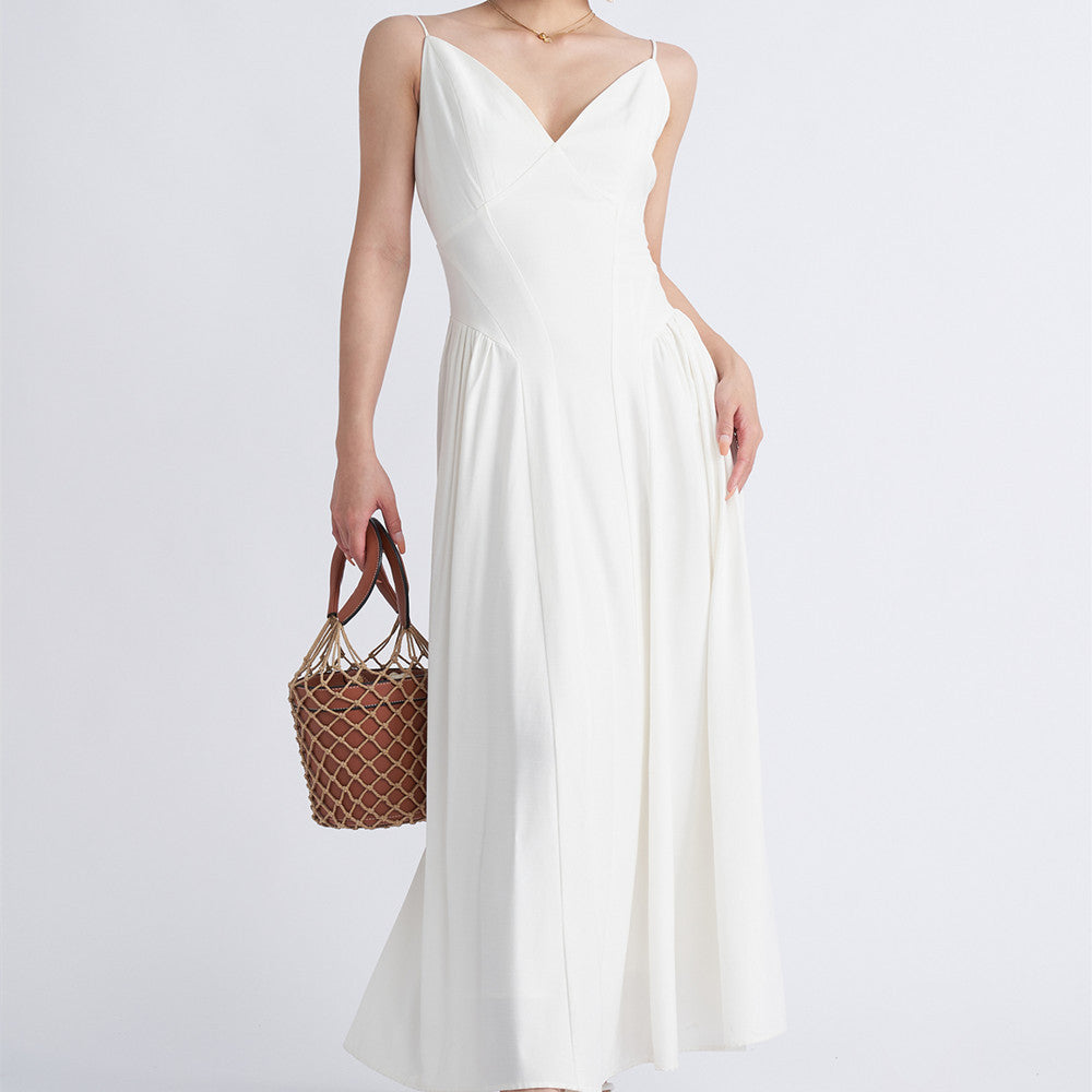 French Strap Dress First Love V-Neck White