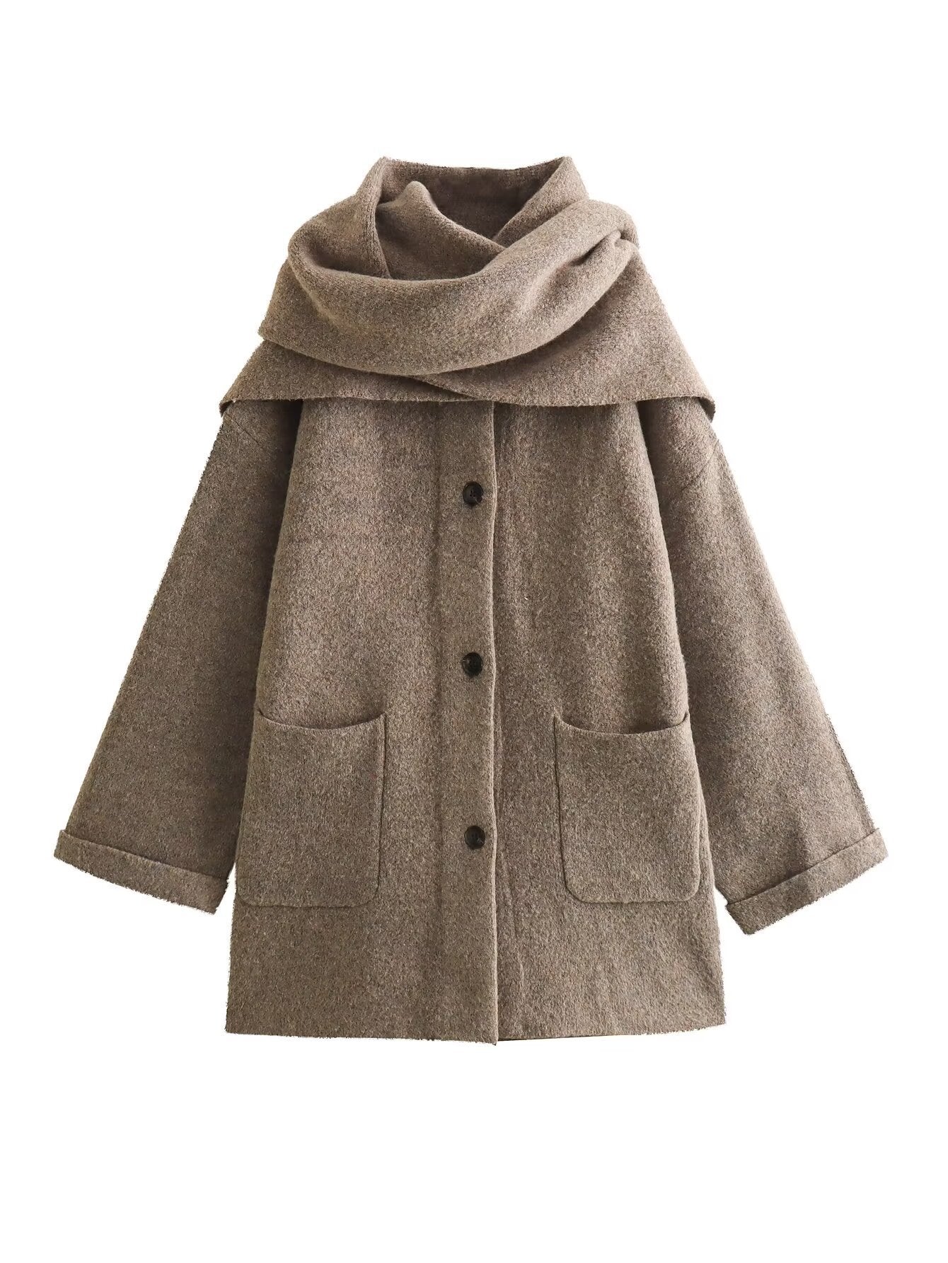 New women's warm scarf short knitted coat jacket