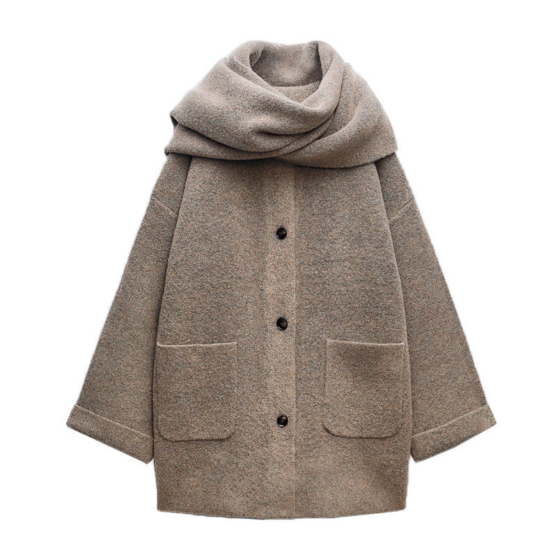 New women's warm scarf short knitted coat jacket