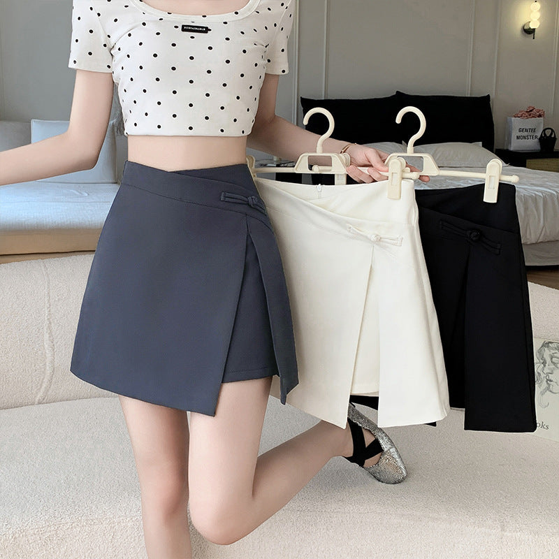 Retro one button lace up skirt for women