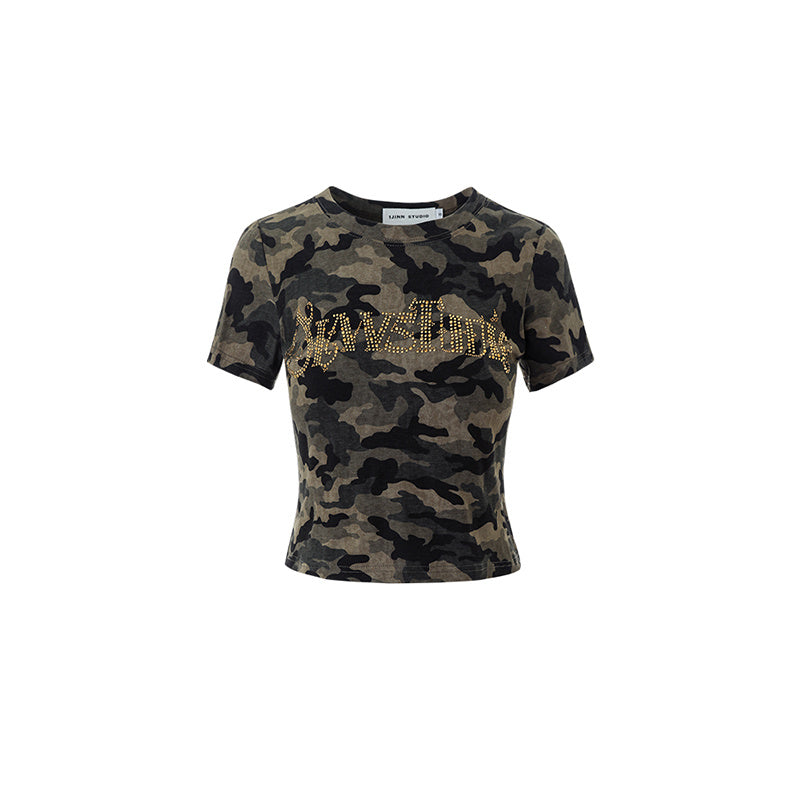 Ladies Camouflage Lining With Hot Diamond Camisole