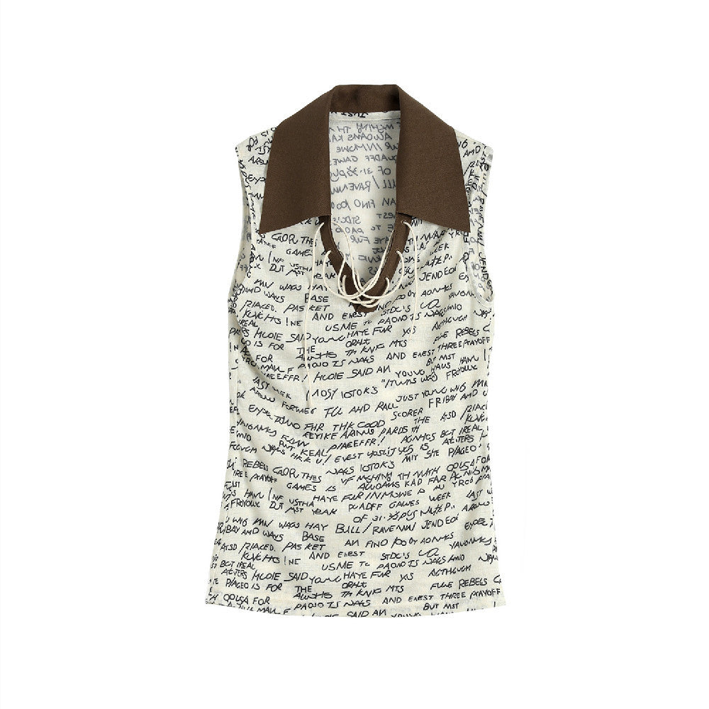 Women's Summer Letter Print Bandage Sleeveless Suspender