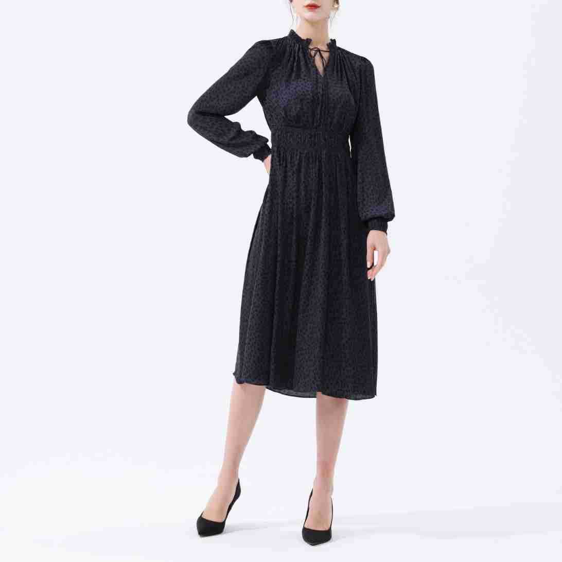 French Style Polyester Elegant Dress Romantic Pullover High Waist Pure